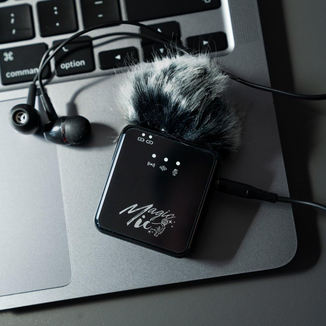 MagicMic™ Microfono (3a generazione) Content Creation Microfono, Lavalier radio con cancellazione del rumore per PC, iPhone, interviste, YouTube, Vlog (2 trasmettitori + 1 ricevitore + scatola di