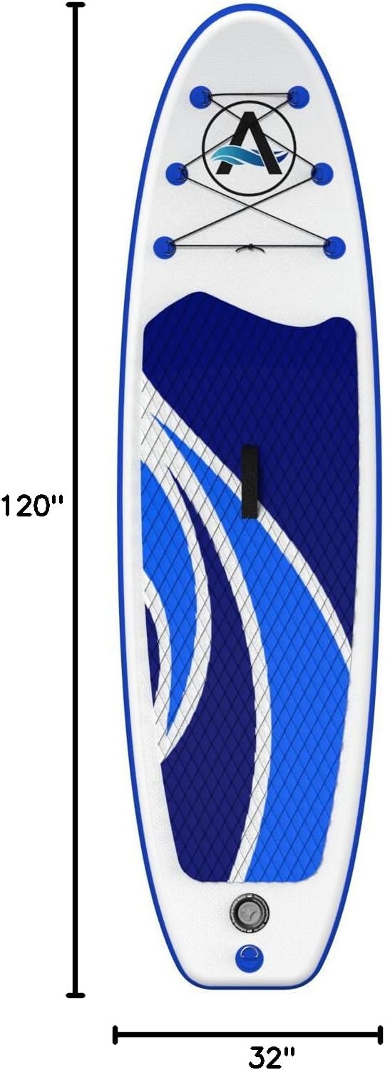 Dimensional drawing of the awesafe paddle board showing its length as 120 inches and width as 32 inches.