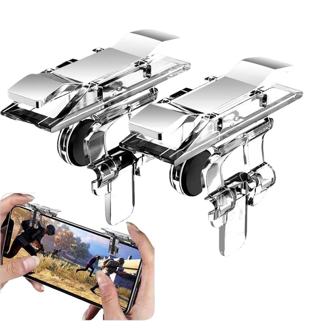 Joystick per Telefono, Triggers 6 Dita Joystick Controller, Dita Trigger di Gioco Mobile per Joystick Grilletti L1R1 L2R2 Phone Triggers Controller Pulsante Meccanico Fisico