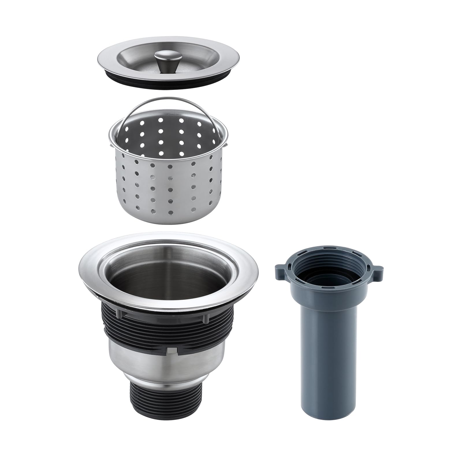 Rovogo Desague Fregadero de Cocina de 3 1/2 Pulgadas, Rejilla de Acero Inoxidable, Cesta Profunda Extraíble, Colador Incluido