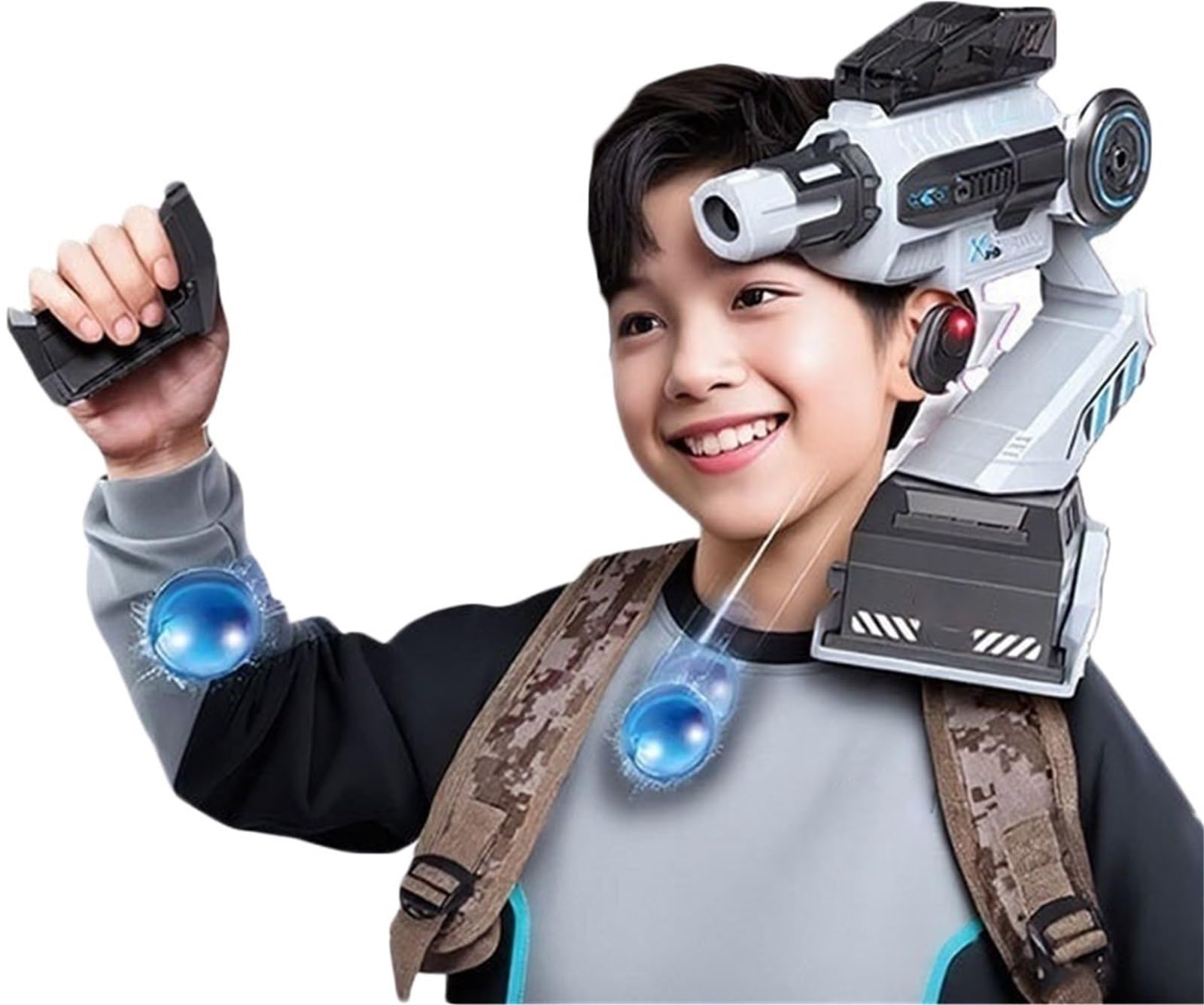 Fajny Indukcyjny Blaster Śledzący Ramię Robota, Mechaniczny Blaster Z Piankowym Ramieniem Z Inteligentnym Śledzeniem – Zabawka Do Montażu Na Ramieniu Z Pilotem(Blue Water Bullet)