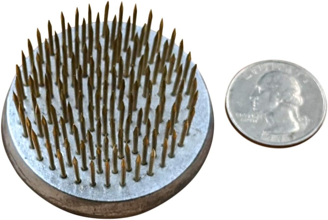 JWL HAWNKOA PRODUCTS Heavy Duty 50mm (1.97") Kenzan Ikebana Flower Arranger Holder Pin Frog Brass Pins Lead Base (4 Items)