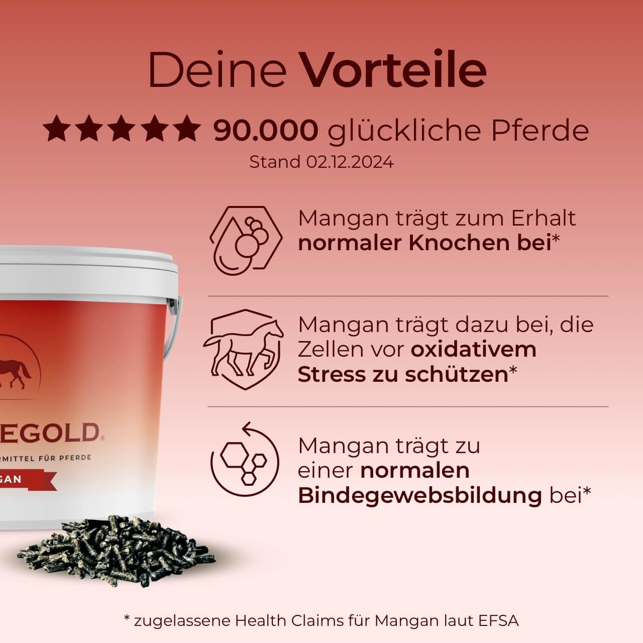 Manganeso 1,5 kg – Pellets de caballos con complejo de manganeso y Omega 3 – Energía y metabolismo – 100% natural y libre de dopaje – Alta biodisponibilidad