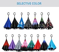 Vista 207 de SIEPASA Paraguas invertido invertido de 49/56 pulgadas, doble toldo extra grande, ventilado, resistente al viento, impermeable, paraguas de golf