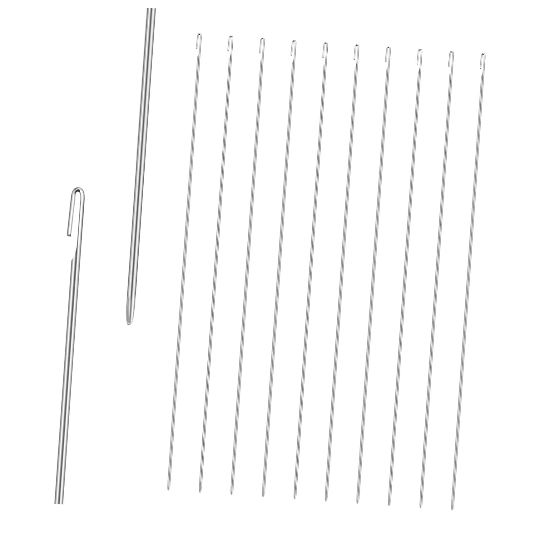KONTONTY 10pcs Open End Beading Needles Craft Bead Needles for Jewelry Beads Embroidery Stainless Steel Beading Threaders Set Portable Easy to Use