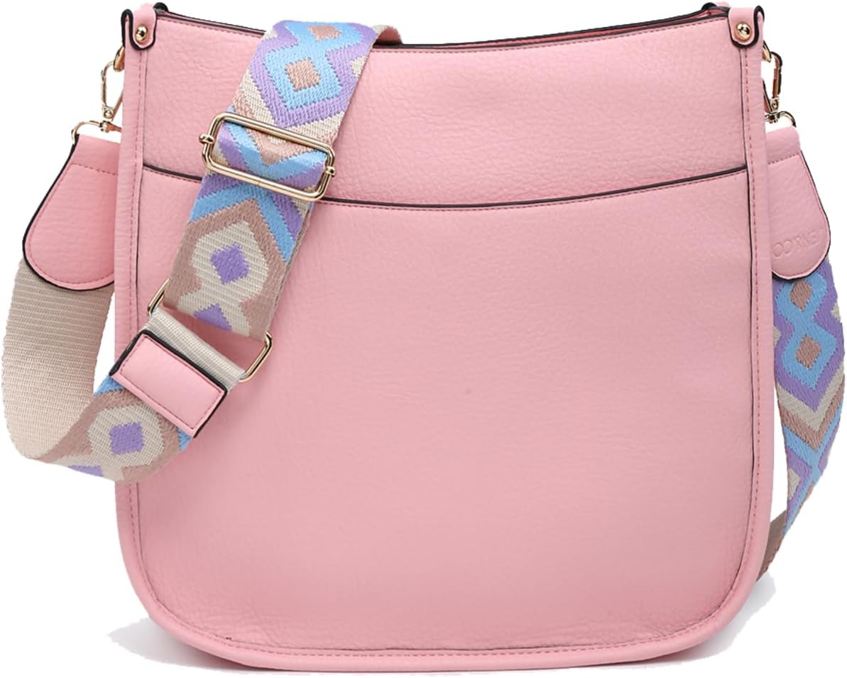 JEN & CO. Crossbody Bags for Women Trendy Vegan Leather Hobo Purses Shoulder Handbags with Wide Adjustable Guitar Strap