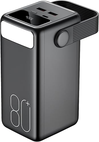 Cargador portátil de 80000 mAh, batería USB C de carga rápida de 22.5 W, 3 salidas, pantalla LED y luz LED, banco externo de batería de teléfono