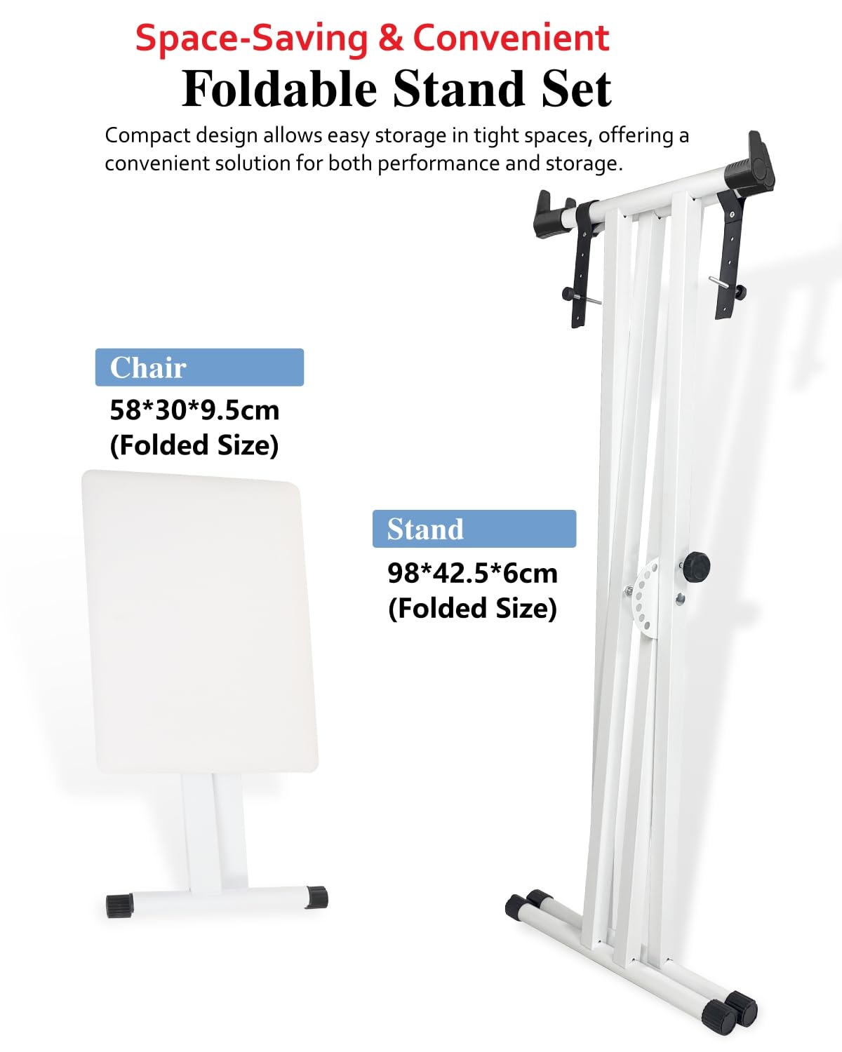 【Version améliorée】Longeye Support de Clavier Piano et Tabouret - Stand X Double Réglable, Banc Piano, Pliable, Compatible 61/76/88 Touches, Noir