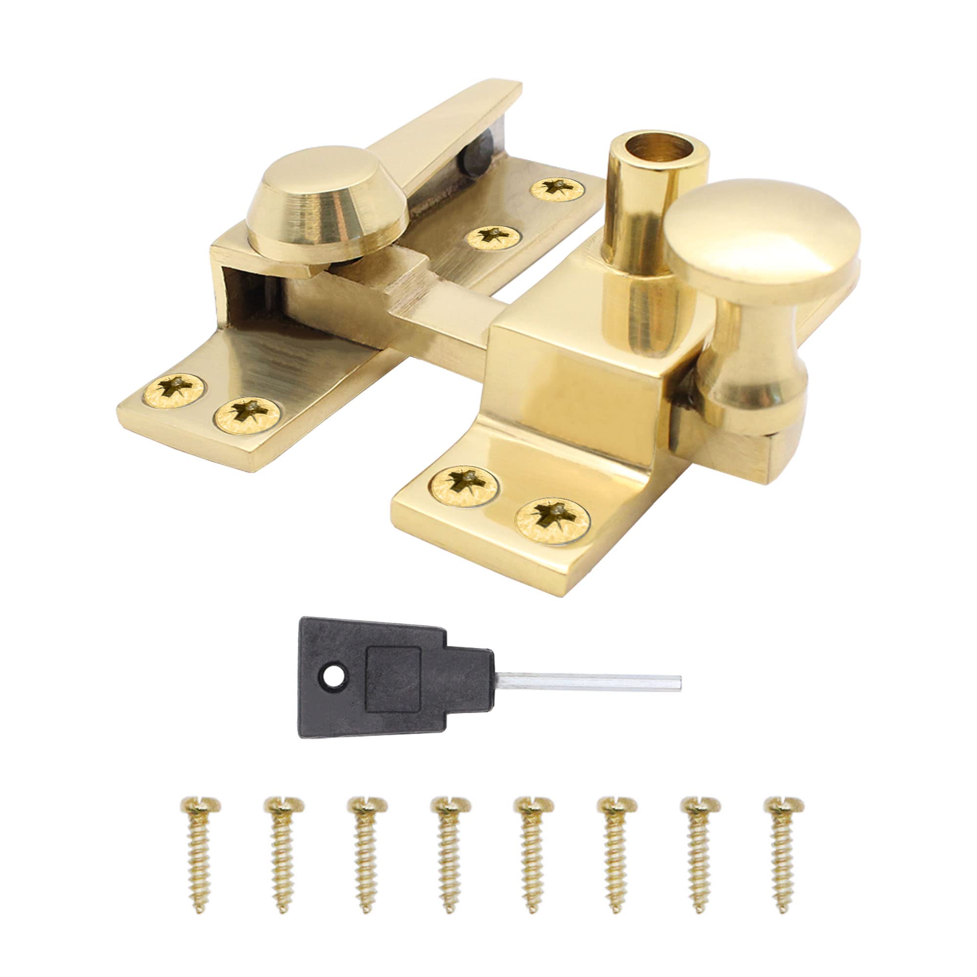 Eai Gold Lockable Sash Window Fastener | Rust & Corrosion Resistant | Polished Brass