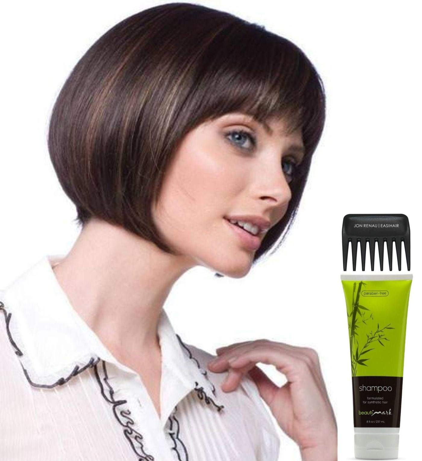 Bundle - 4 items: Erin Wig Q & A Booklet, BeautiMark Synthetic Shampoo & Wide Tooth Comb - Color: MEDIUM BROWN