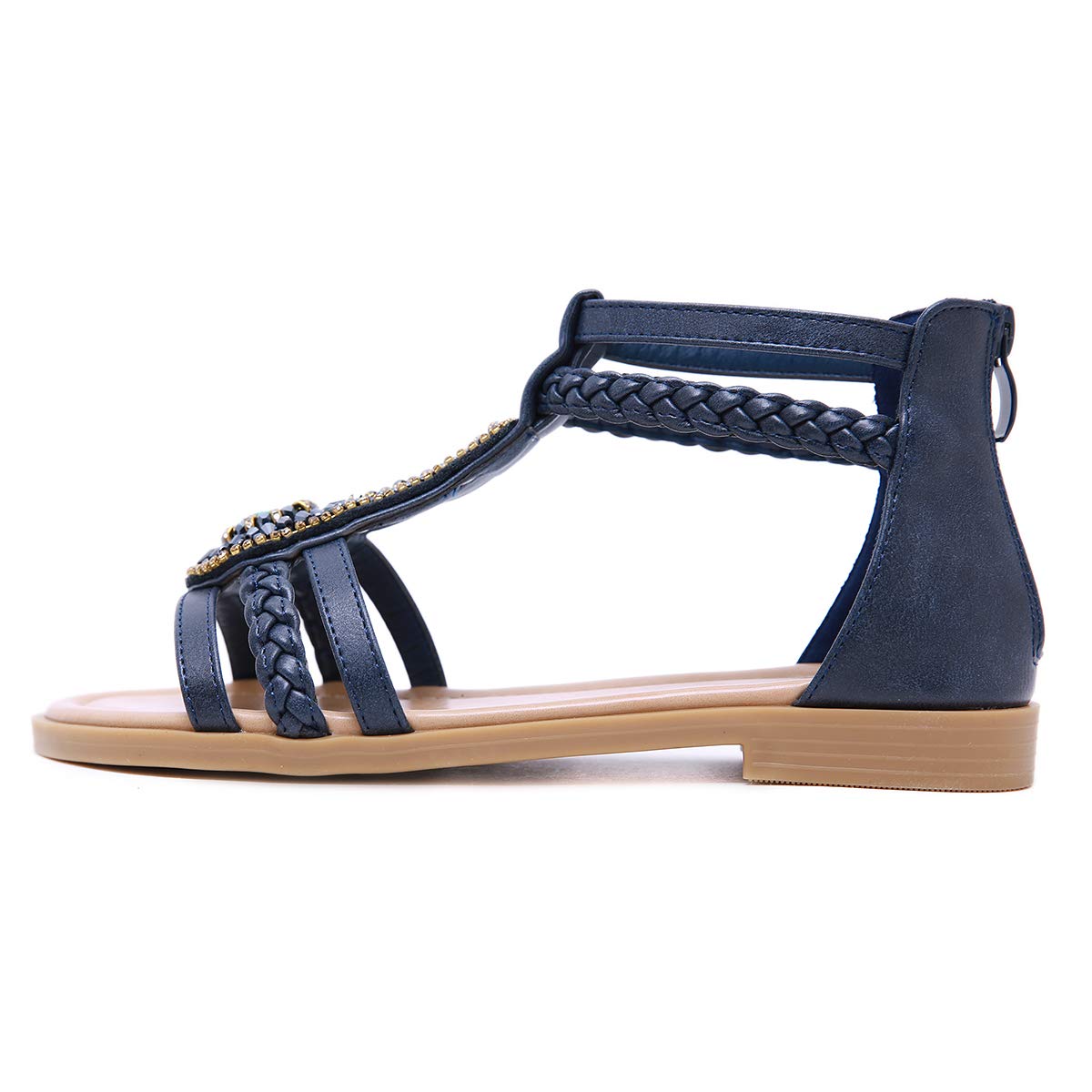 Sandalias para Mujer, Summer Beach Sandalias Planas de Gladiador Sandalias de Punta Abierta Boho para Mujer Sandalias cómodas con Correa en el Tobillo Chanclas