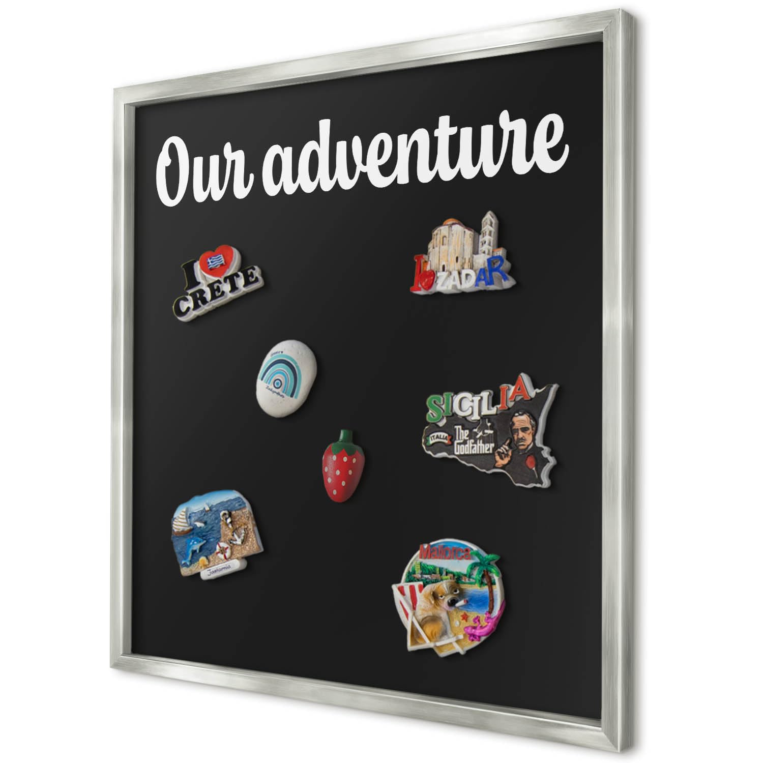 Explorer Magnetic Board 50x50 cm | Silver Frame | Our Adventure