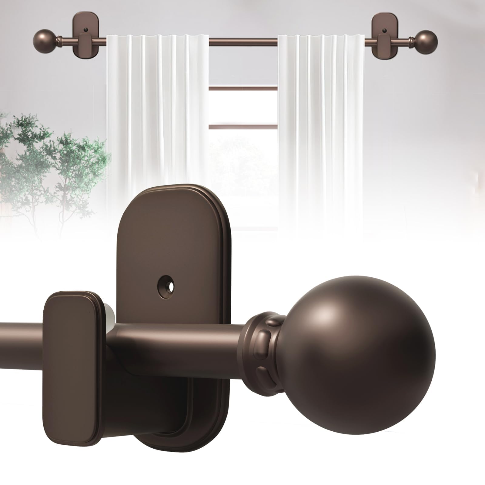 TKZTKZ Bronze Adhesive Curtain Rod