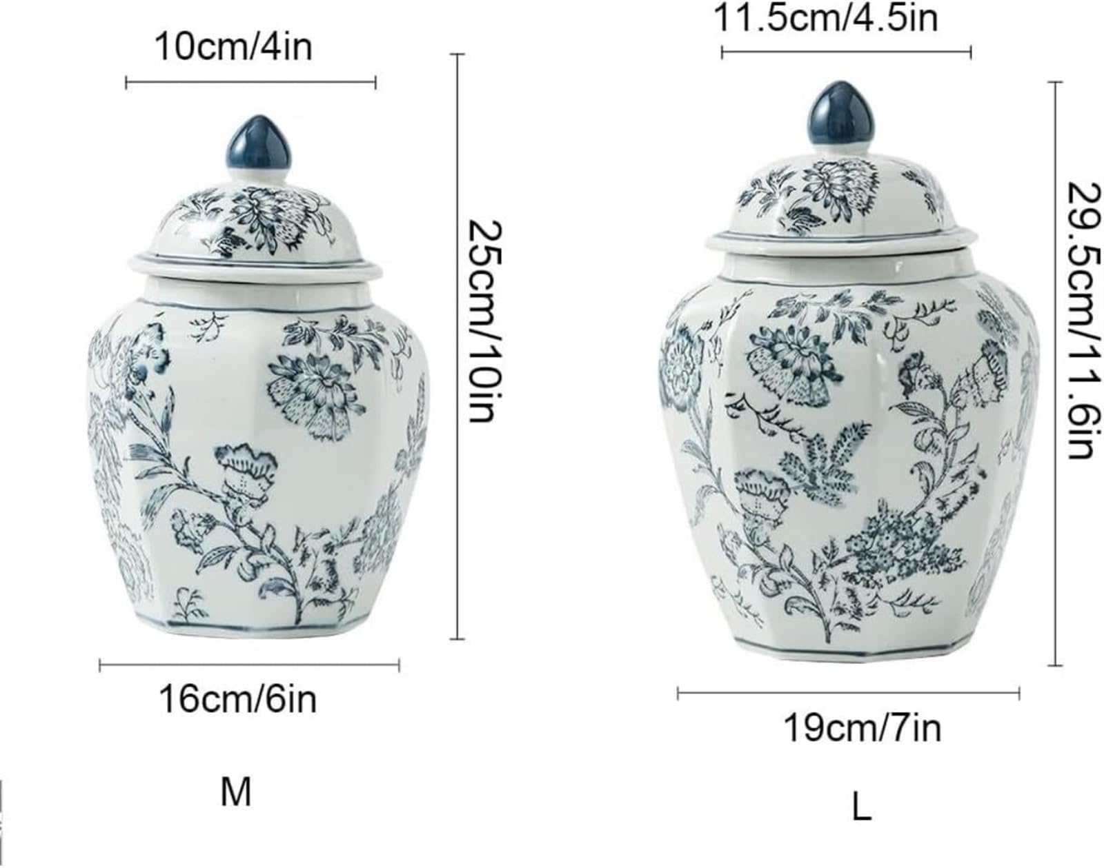 Amazon｜磁器の生姜壺 白と青の磁器の花瓶 ジンジャージャー 花柄の
