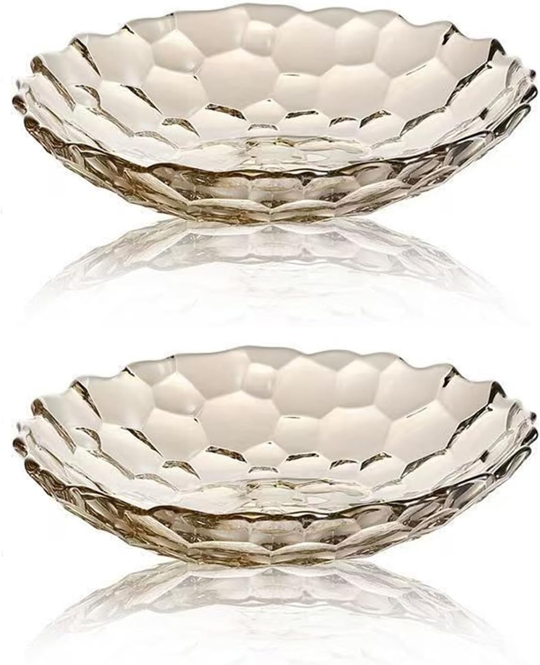2 Pack Crystal Pedestal Glass Fruit Bowl for Decor (Large+Small)