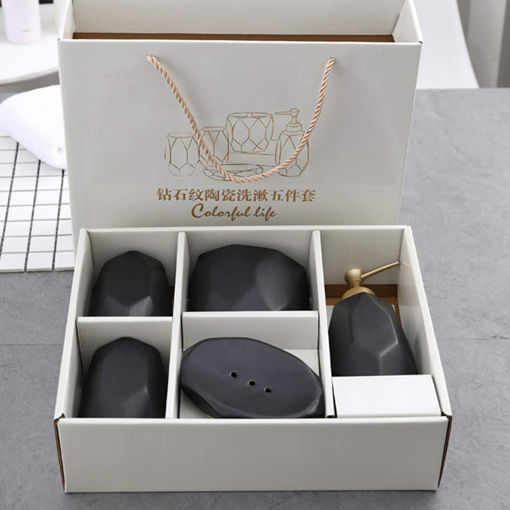 HYLR Cerámica de Lujo Conjuntos de Accesorios de baño 5 Piezas Suministros de baño Conjuntos para Porta cepillos de Dientes Taza Taza de Enjuague dispensador de jabón Decoración de baño Bathroom Sets