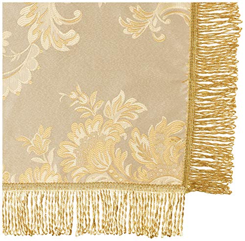 Violet Linen Majestic Damask Design Tablecloth - Beige 60" By 160" Oblong/Rectangle #TOP1