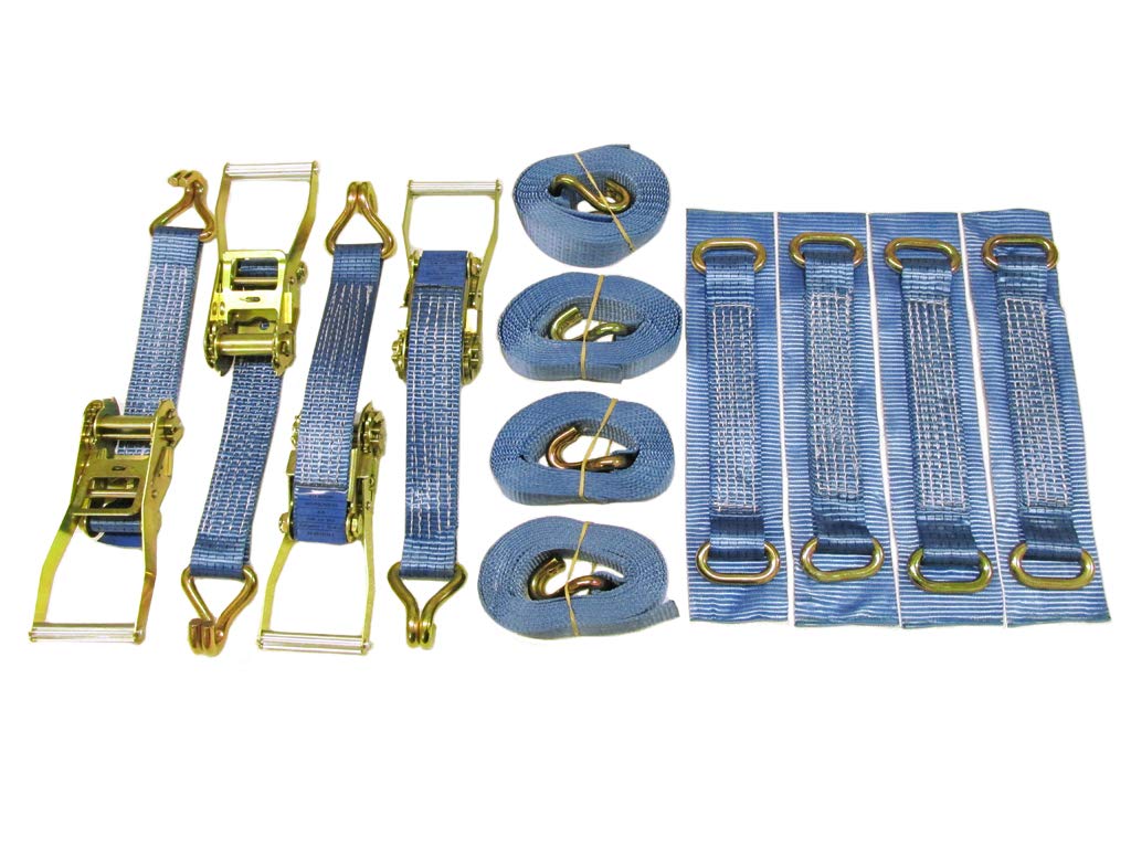 Recovery Ratchet Sets 50MM 4M 5T X4 (Wheel Tie Down Straps Oval Trailer Lashing Cargo J Hook)