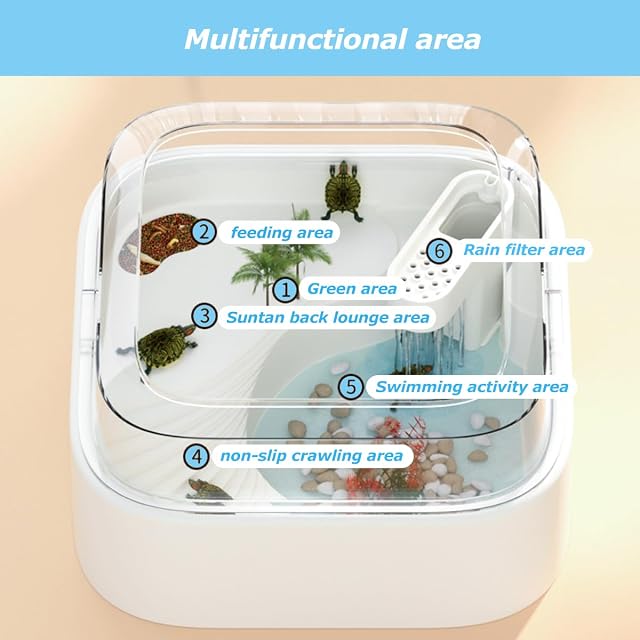 Foto 5 de 7 de GRAMTurtle Tank Kit, Little Turtle Tank Starter Kit, Turtle Aquarium with Rain Shower Head, rocas de colores