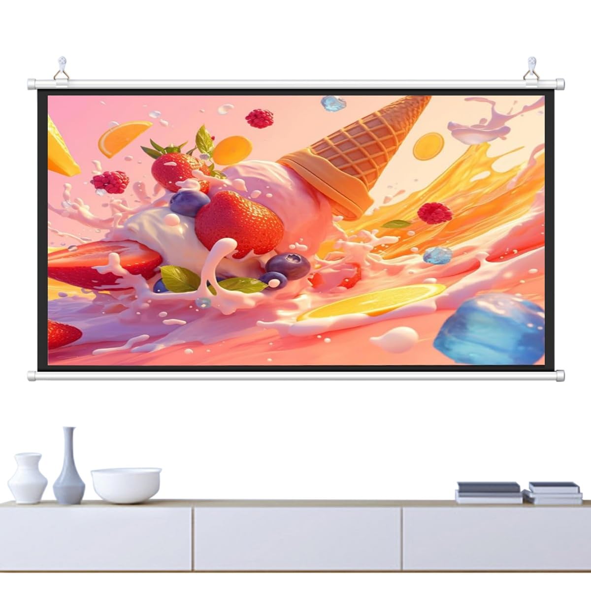 Pantalla de proyección portátil 4:3 de 72 pulgadas con soporte 3D y 4K