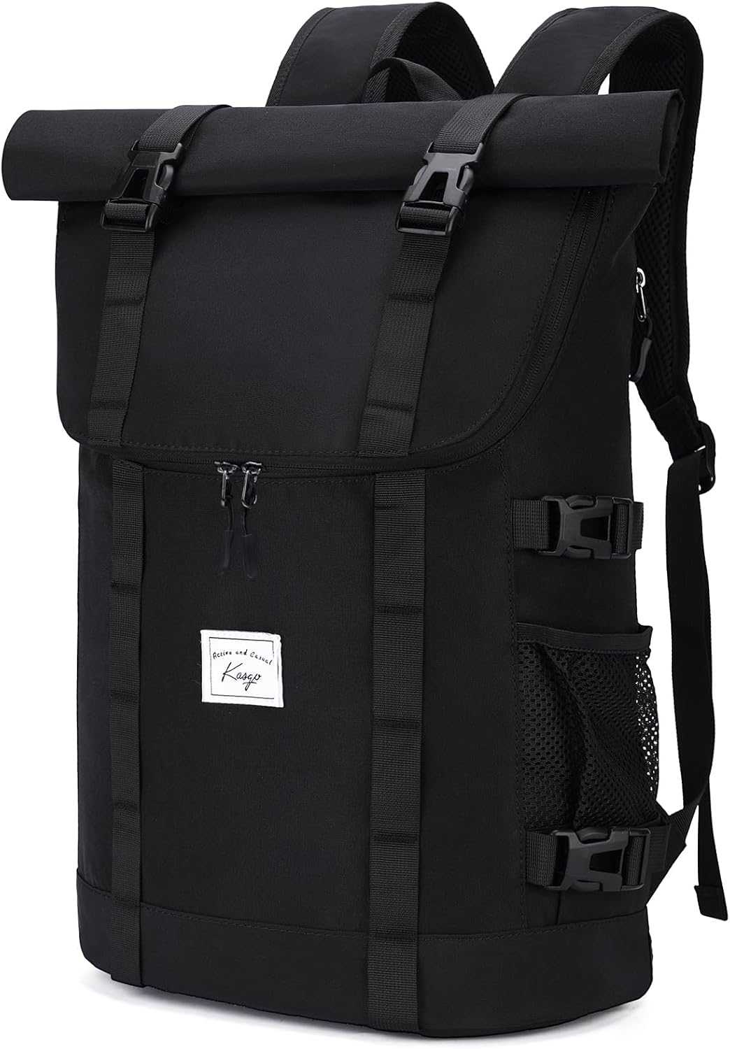 Kasqo Rolltop Backpack, Water-Resistant Backpack with Laptop Compartment for 15.6 Inch Computer Men Women 26L-33L Daypack