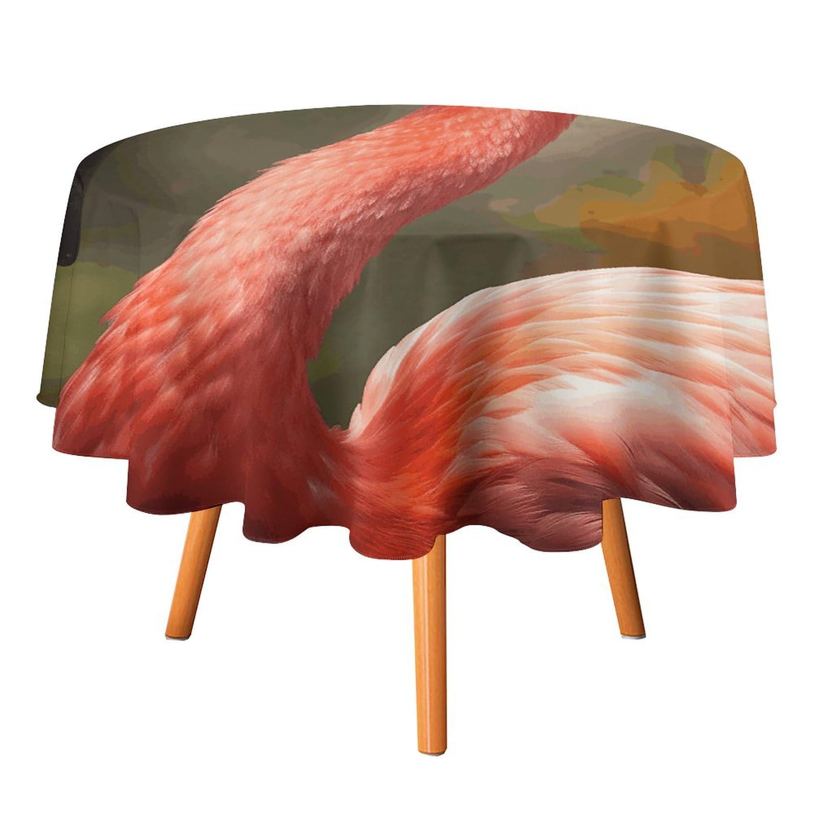 Nappe ronde flamant rose imperméable et résistante aux taches pour table