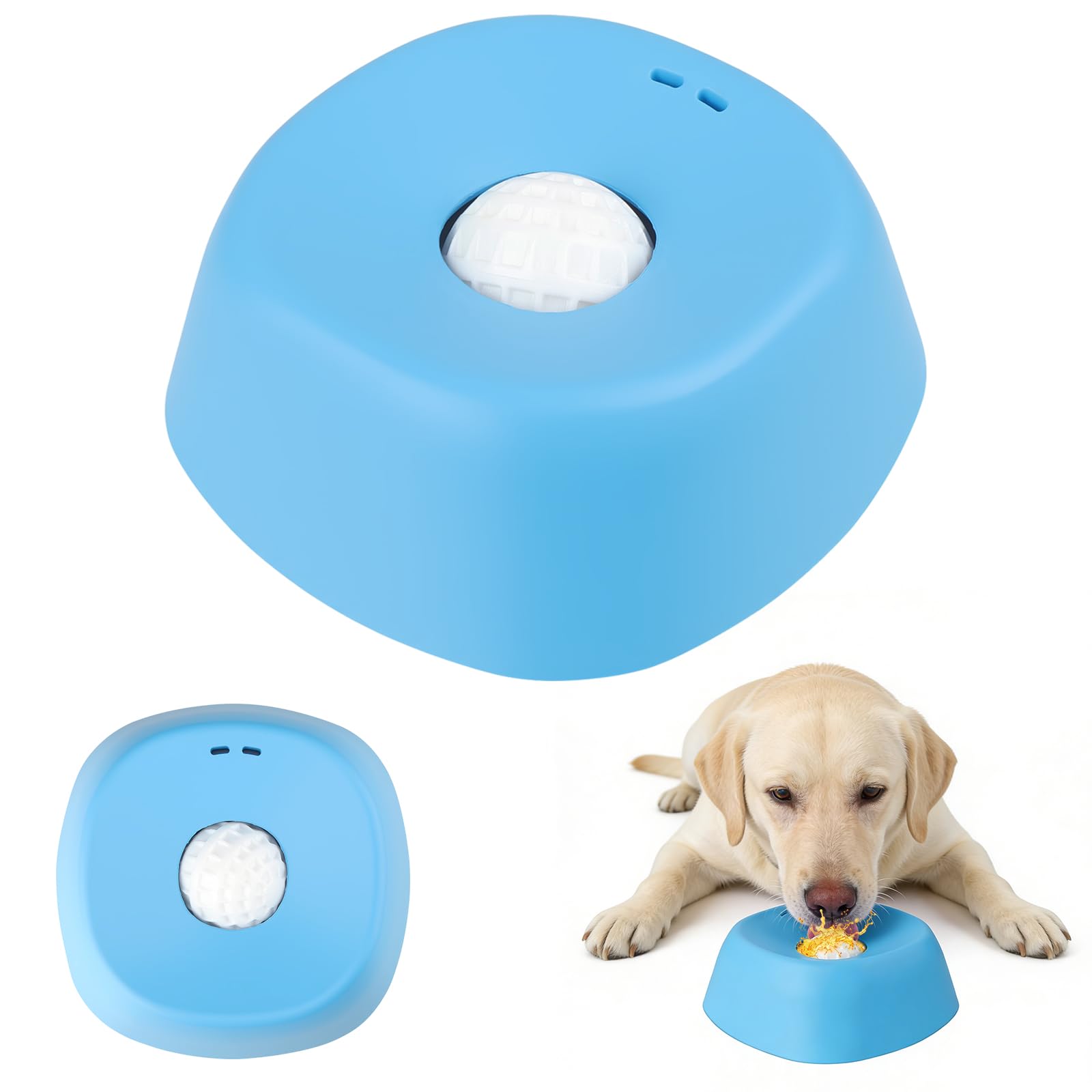 Dfydghb Schleckball Hunde, Beißfester Gummi Lick Bowl für Hunde Hundelickspielzeug, Nonrutsch Leckball Hund, Lick Sphere Integrierter Drehkugel für Große, Mittlere, Kleine Rassen (Blau)