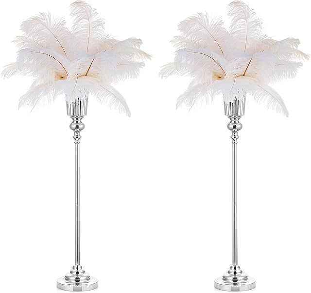 Nuptio 2 Pcs 77.5cm Height Sliver Wedding Centerpieces Table Vase, Metal Trumpet Vase, Road Lead for Wedding Party Dinner Centerpiece for Anniversary Ceremony Birthday Aisle Home Christmas Decoration