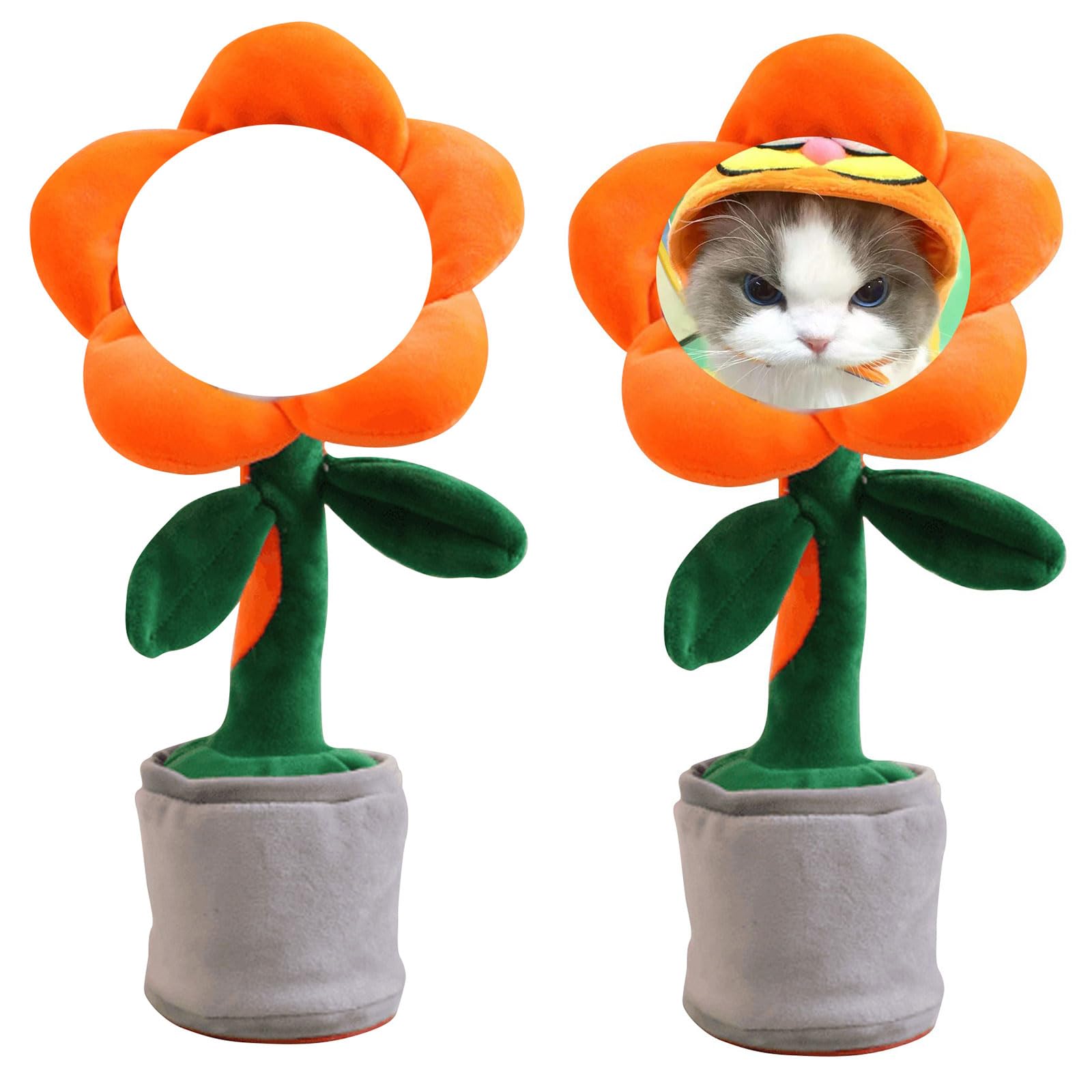 Dancing Flower with Custom Face,Personalized Singing Dancing Sunflower Toy,Customed People Face Singing and Dancing Toys,Plush Toy Interactive Gifts for Kids,Friends,Birthdays With Gift (Saffron)