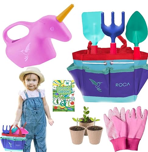 Roca Home Kids Gardening Tools. Easter Toys For Girls. Unicorn Easter Gifts For Girls. Kids Gardening Gloves And Unicorn Watering Can– Garden Tools For Kids - Easter Basket Stuffer #TOP13