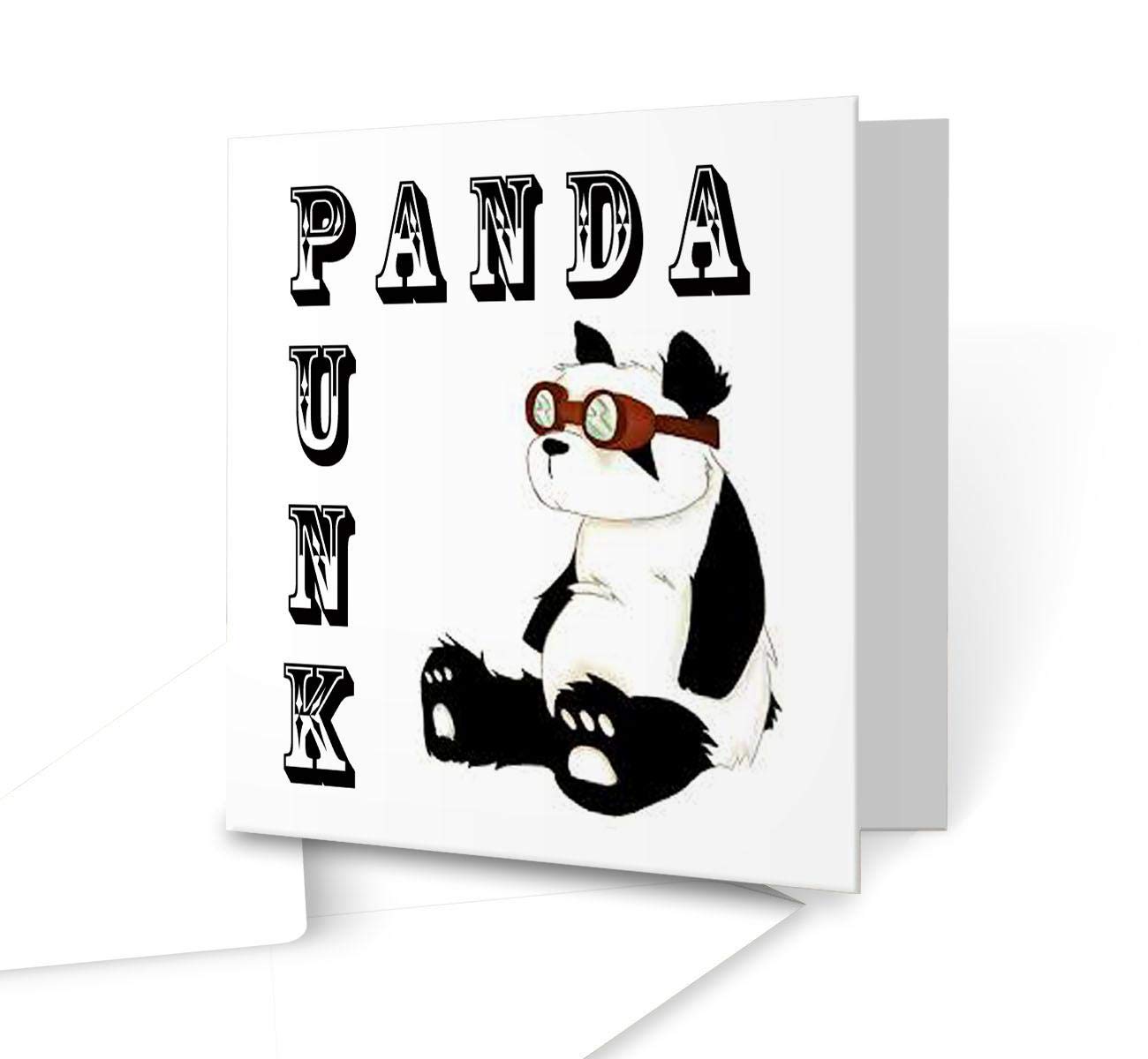 The Victorian Printing Co - Panda Punk, Steampunk panda looking cool - greeting card - Square Greeting Card