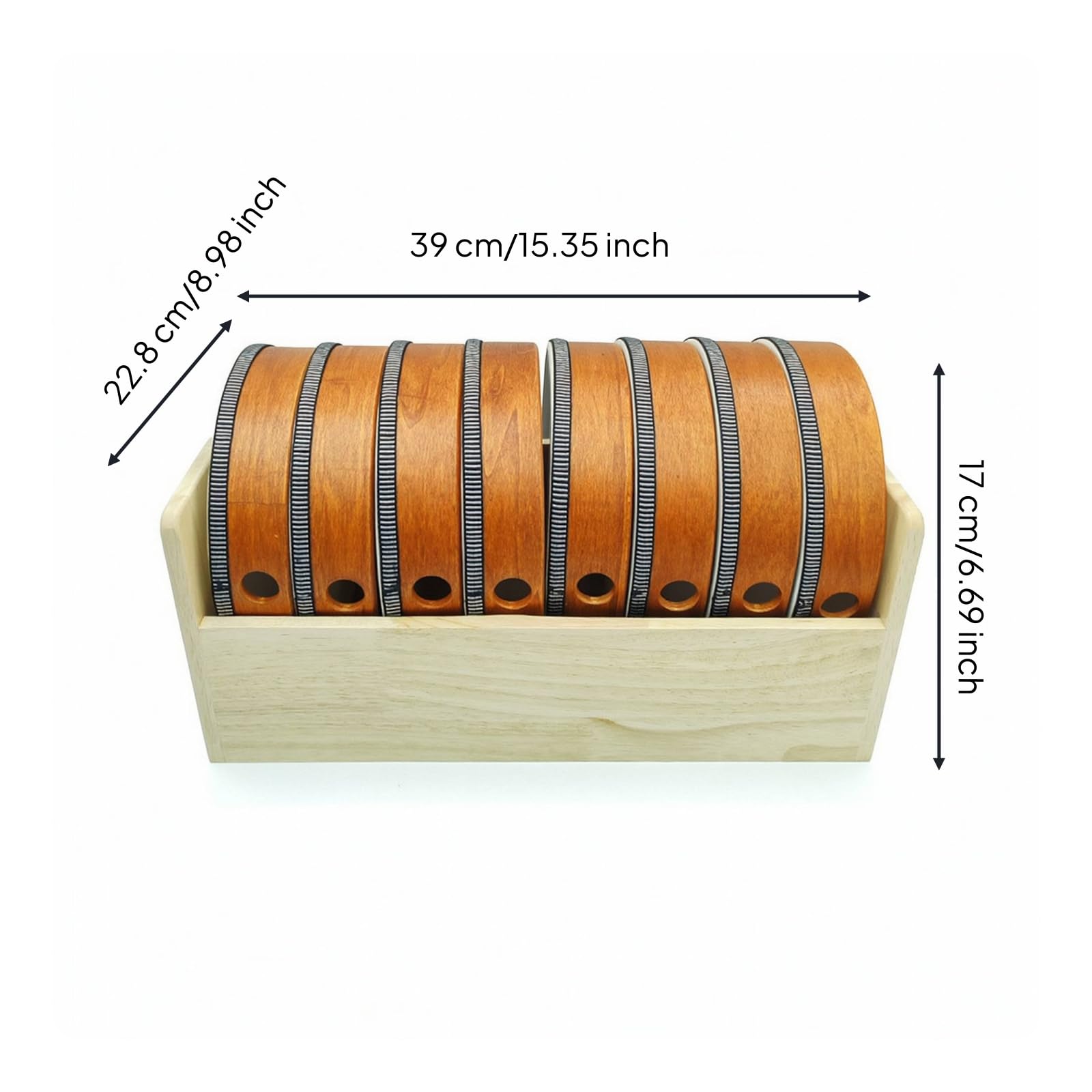 Tamburo con Supporto in Legno Portatile Tamburello Rotondo Didattico Tamburello di Legno per Asilo