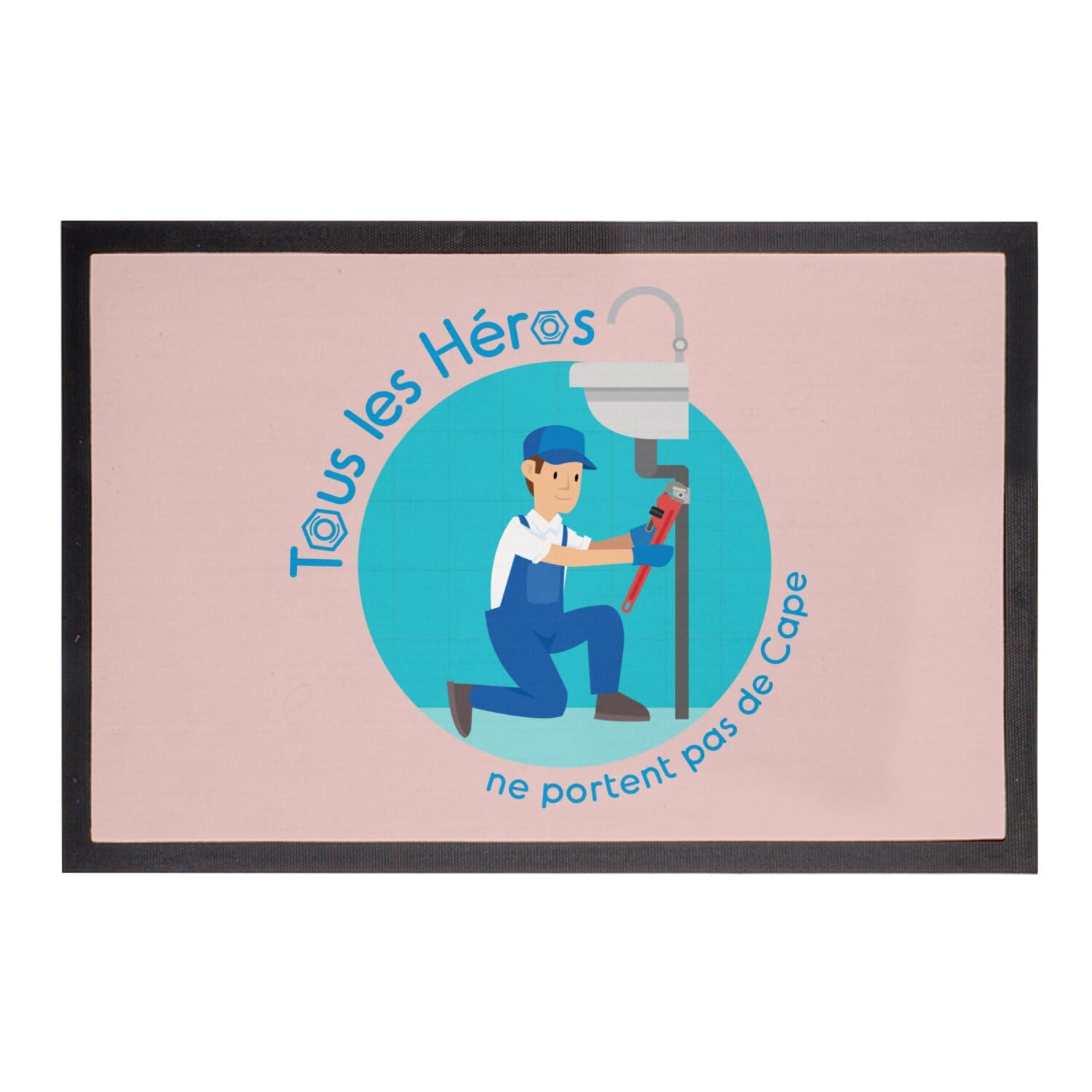 Paillasson rose humoristique 60x40cm : le cadeau parfait pour un ami plombier