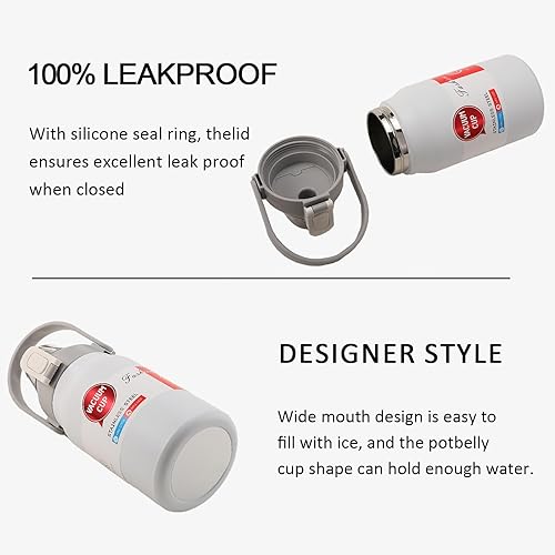 Miniatura 2 de XIYIASUN - Botella de agua aislada de 40 onzas con pajilla, grandes vasos térmicos al vacío, botella de agua reutilizable aislada que mantiene el