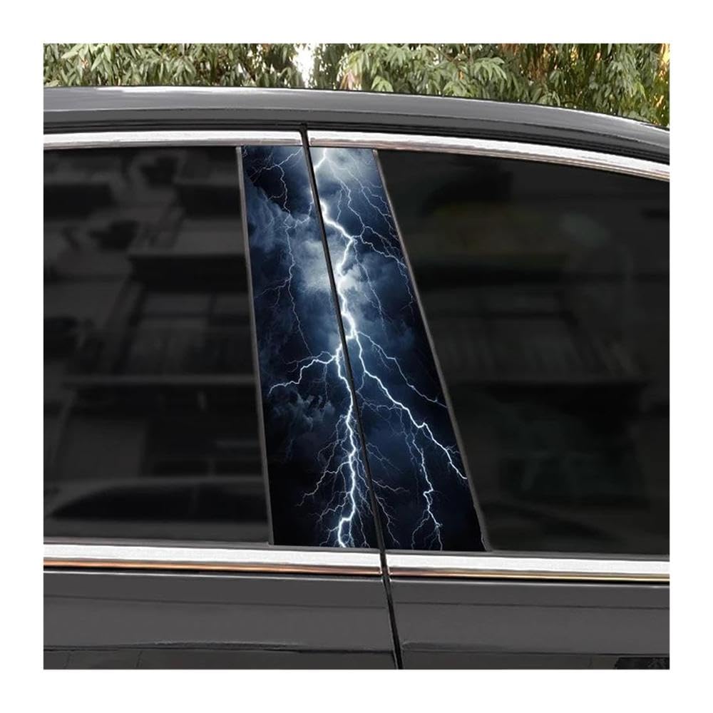 Body Parts 2pcs Car B-Pillar Decals Bursting Lightning Auto Center Pillar Waterproof Sticker(D)