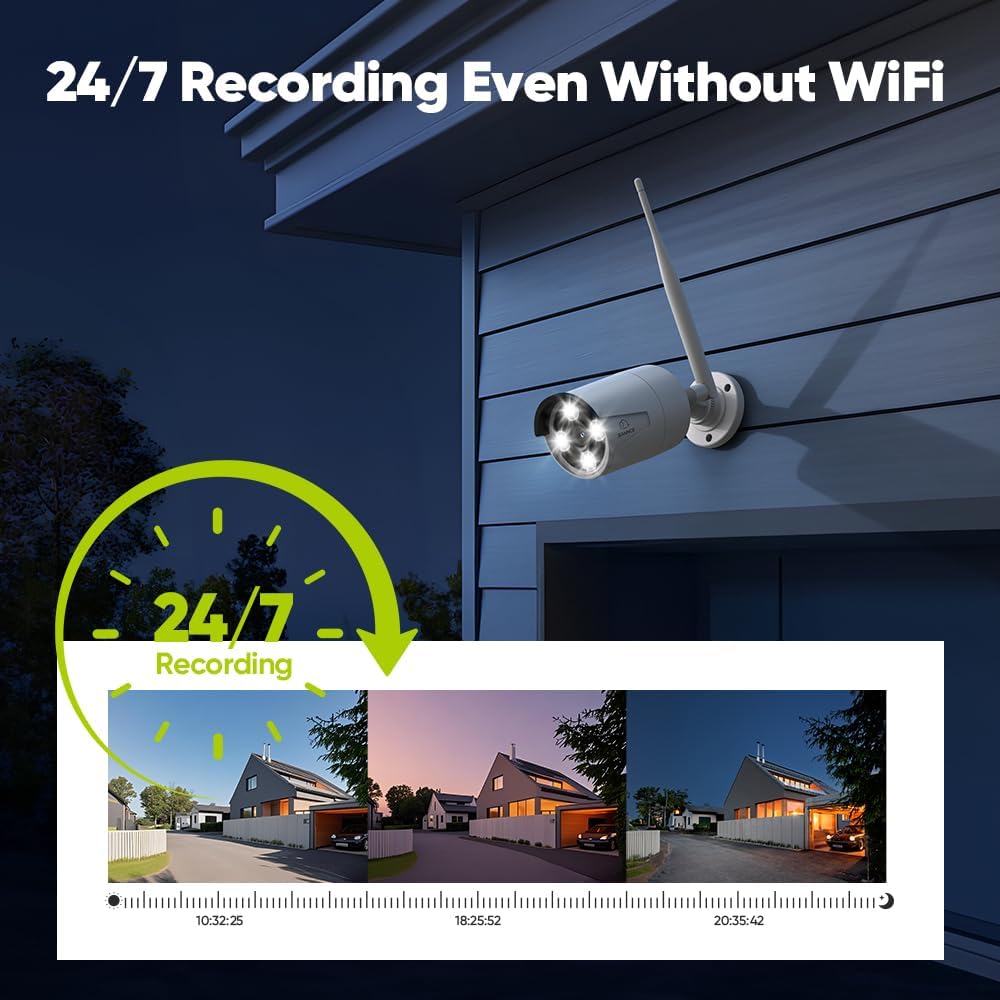 SANNCE WLAN Überwachungskamera Set 8x 3MP IP Aussen Kamera und 8CH 5MP Wireless NVR mit 1TB Festplatte HD WiFi Sicherheitssystem Bewegungserkennung/IR Nachtsicht | 4K NVR 16CH 1TB HDD, Smart IR LEDs, Farbnachtsicht, Personenerkennung, 2-Wege-Audio, IP66,