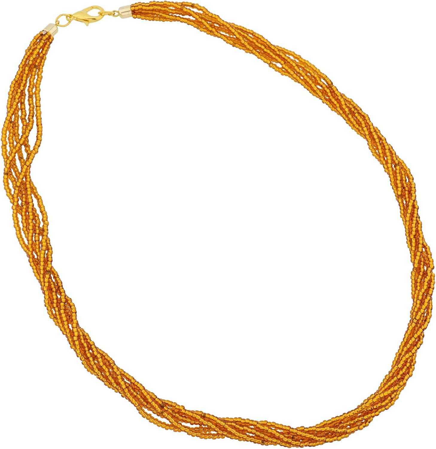 Glass Of Venice Murano Glass Six Strand Seed Bead Necklace - Golden Brown