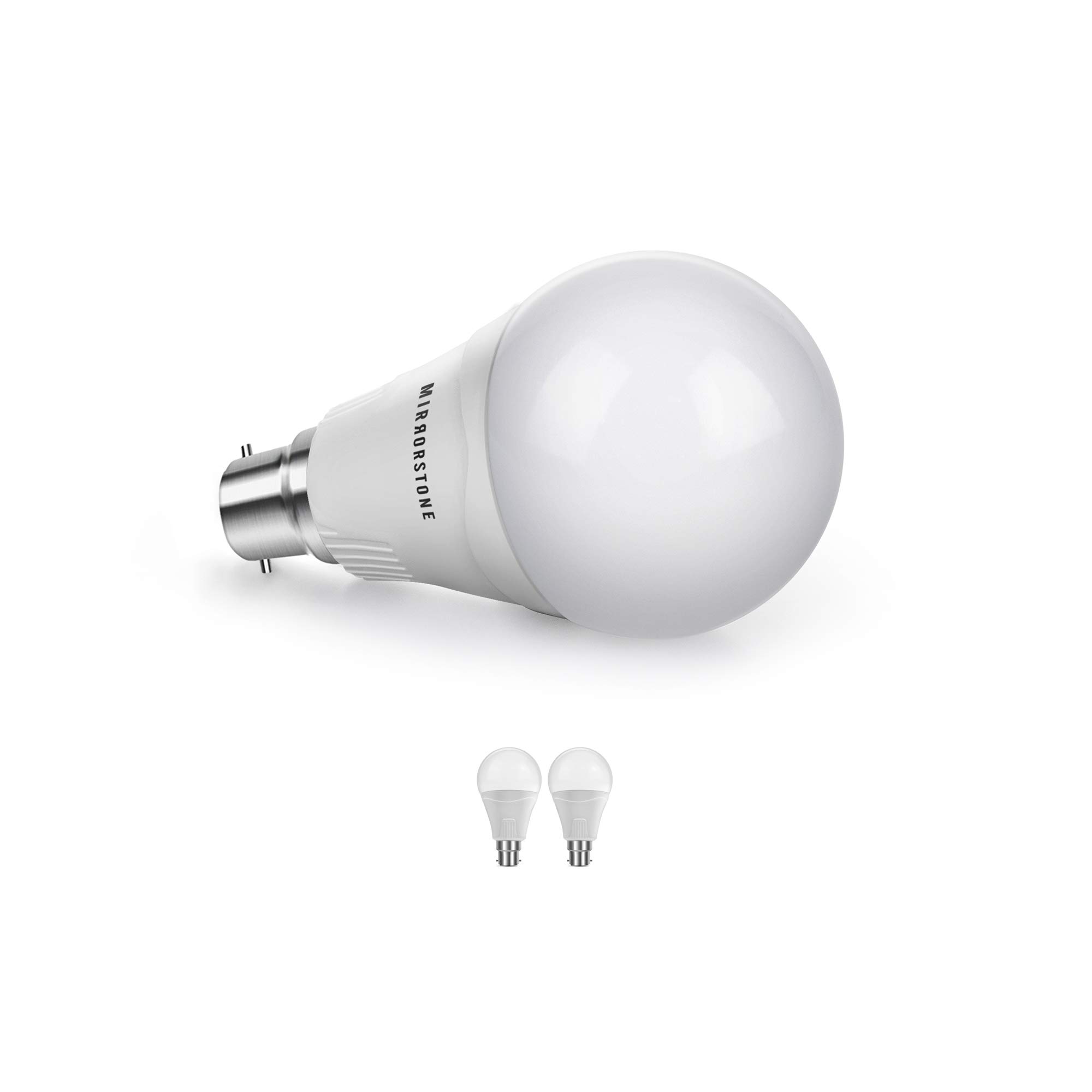 Mirrorstone+ Pack of 2 B22 15W LED Bulb 1400 Lumens Eco-Saver, 25,000 Hour Lifespan, 230 Degree Beam Angle, Warm White 3000K
