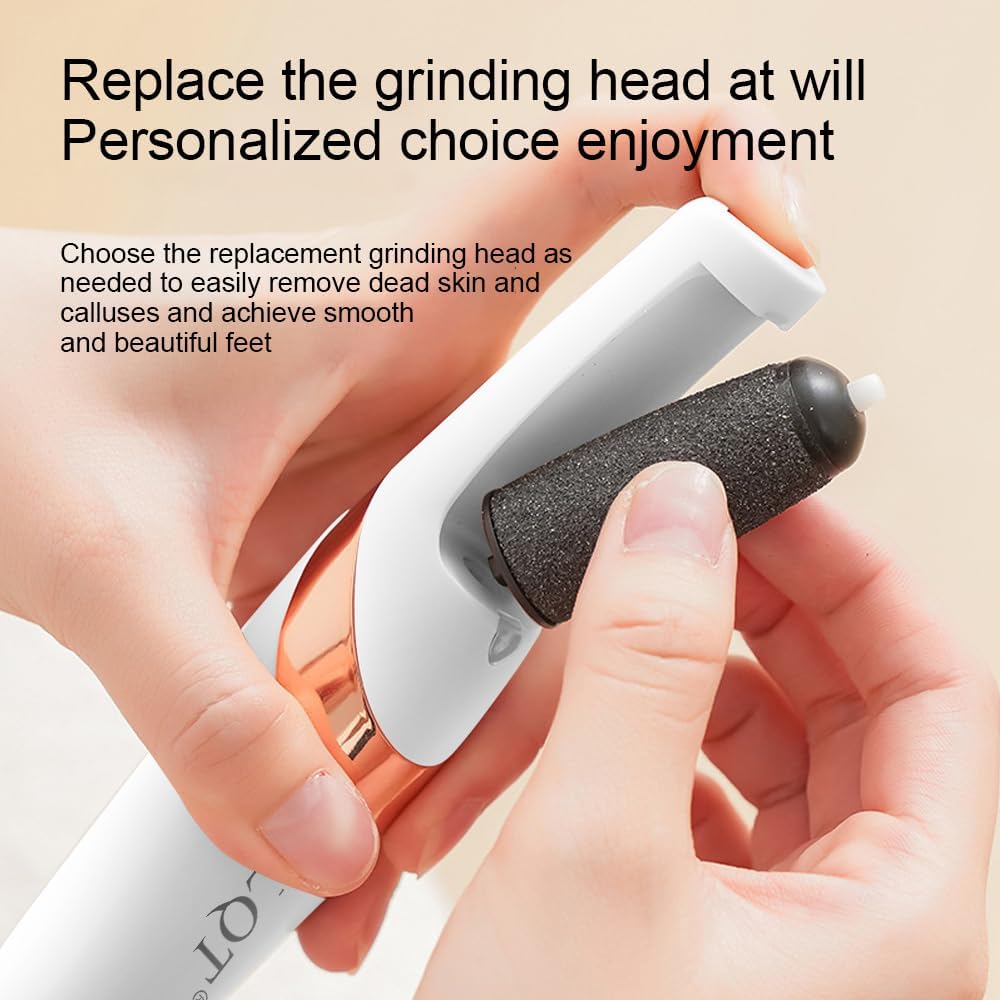 Lima eléctrica para pies, removedor de callos recargable para piel dura y agrietada, kit de pedicura en casa para pies lisos (hombres y mujeres) (blanco)