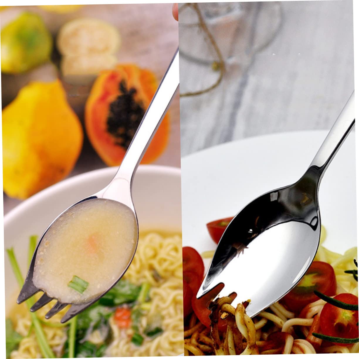 GRIRIW 304 Stainless Steel Salad Server Long Handle Serving Spork Heavy Duty Forks for Restaurant Silverware Forks Salad Spoons Medium Size Easy Clean