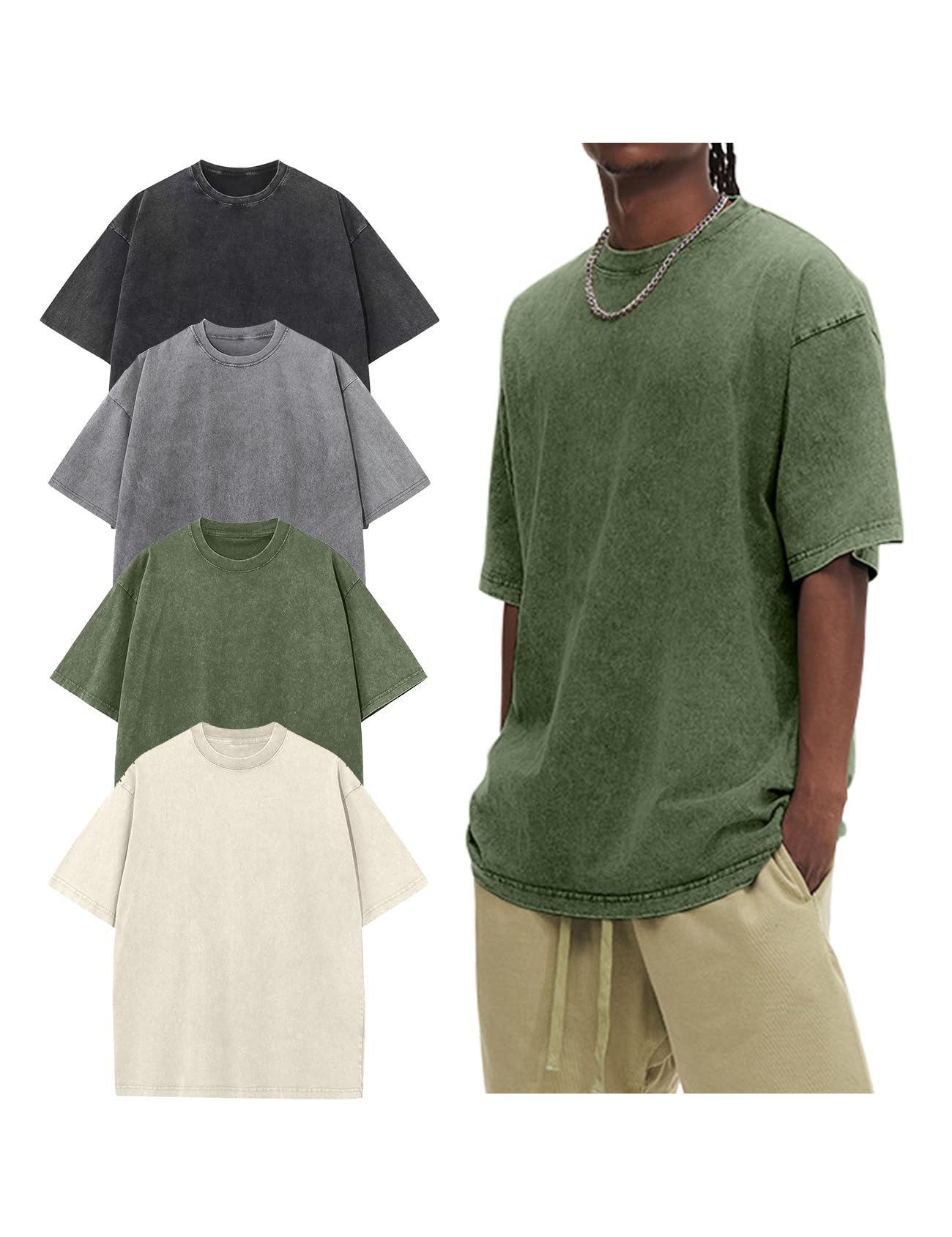 Arssm Oversized Tshirts for Men Acid Wash Heavyweight Cotton