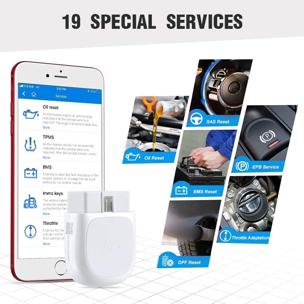 Autel AP200 OBD2 Scanner Bluetooth Diagnostica Auto Strumento Fai-da-Te Diagnosi di sistemi Completi Lettore di Codice AutoVIN Reset Olio Bianco, Simplified version of the MK808