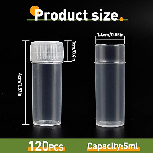 Miniatura 2 de 120 botellas de plástico de 0.2 fl oz para almacenamiento de viales, mini estuche de almacenamiento transparente con tapa, recipiente de