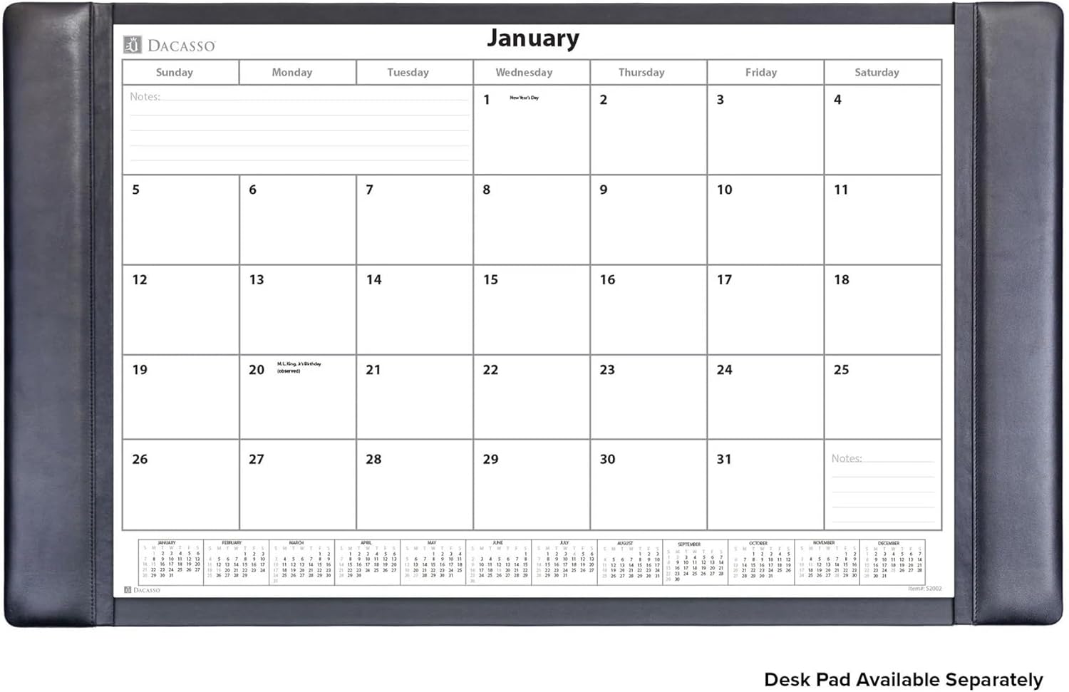 2025 Desk Pad Monthly Calendar Refill/Insert, 32.875" x 18.875", Dacasso (S2002 / S2002-O)
