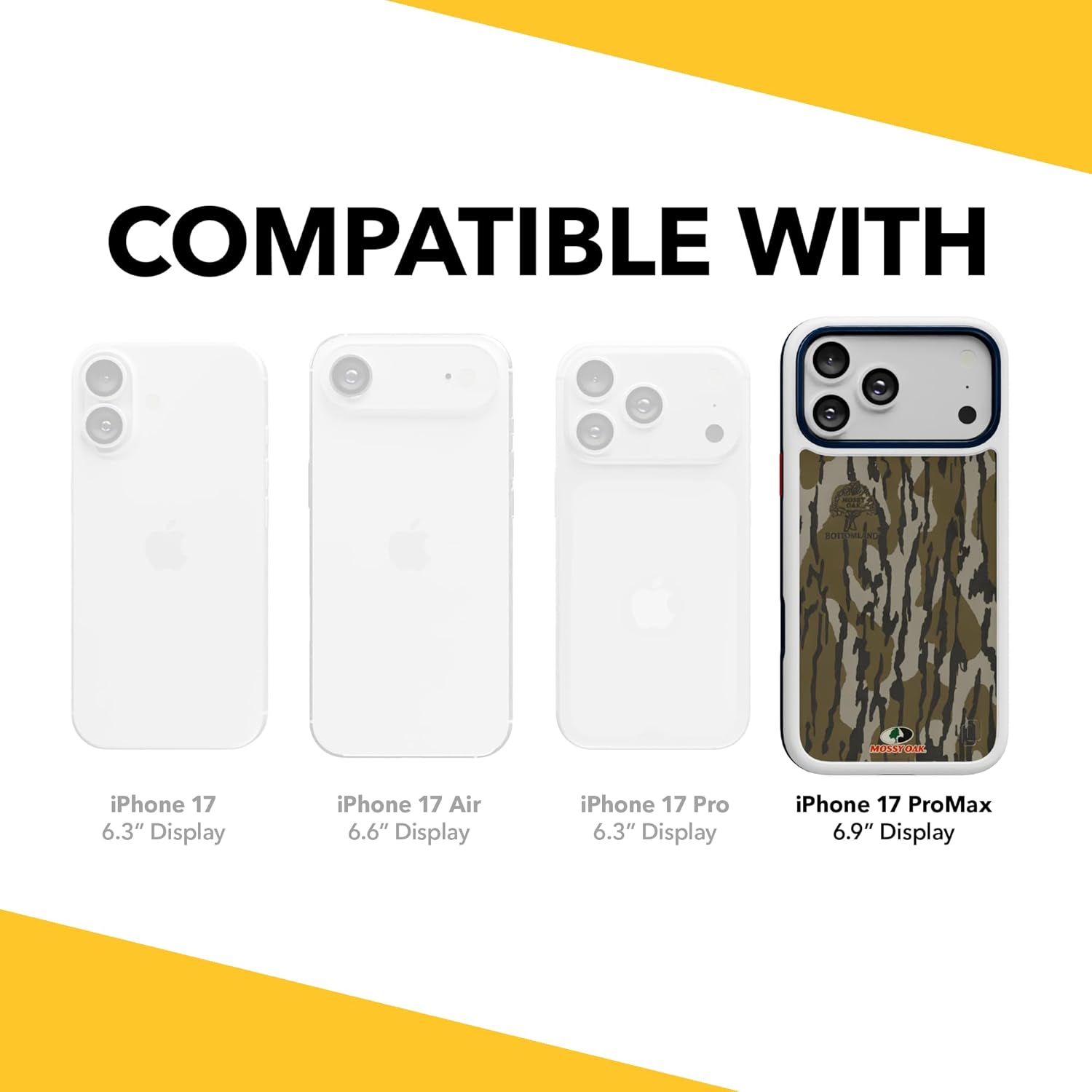 cellhelmet iPhone 17 Pro Max Shockproof Protective Mossy Oak Bottomland Camo Case in Americana, MagSafe Compatible, 18-Foot Drop-Test Certified, Slim, Rugged, Raised Bezels & Lifetime Replacement