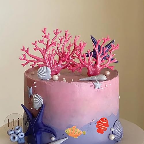 Vista 4 de Molde de fondant con temática marina, moldes de silicona de coral, conchas de tiburón oceánico, estrella de mar, pulpo, tortuga, caramelo