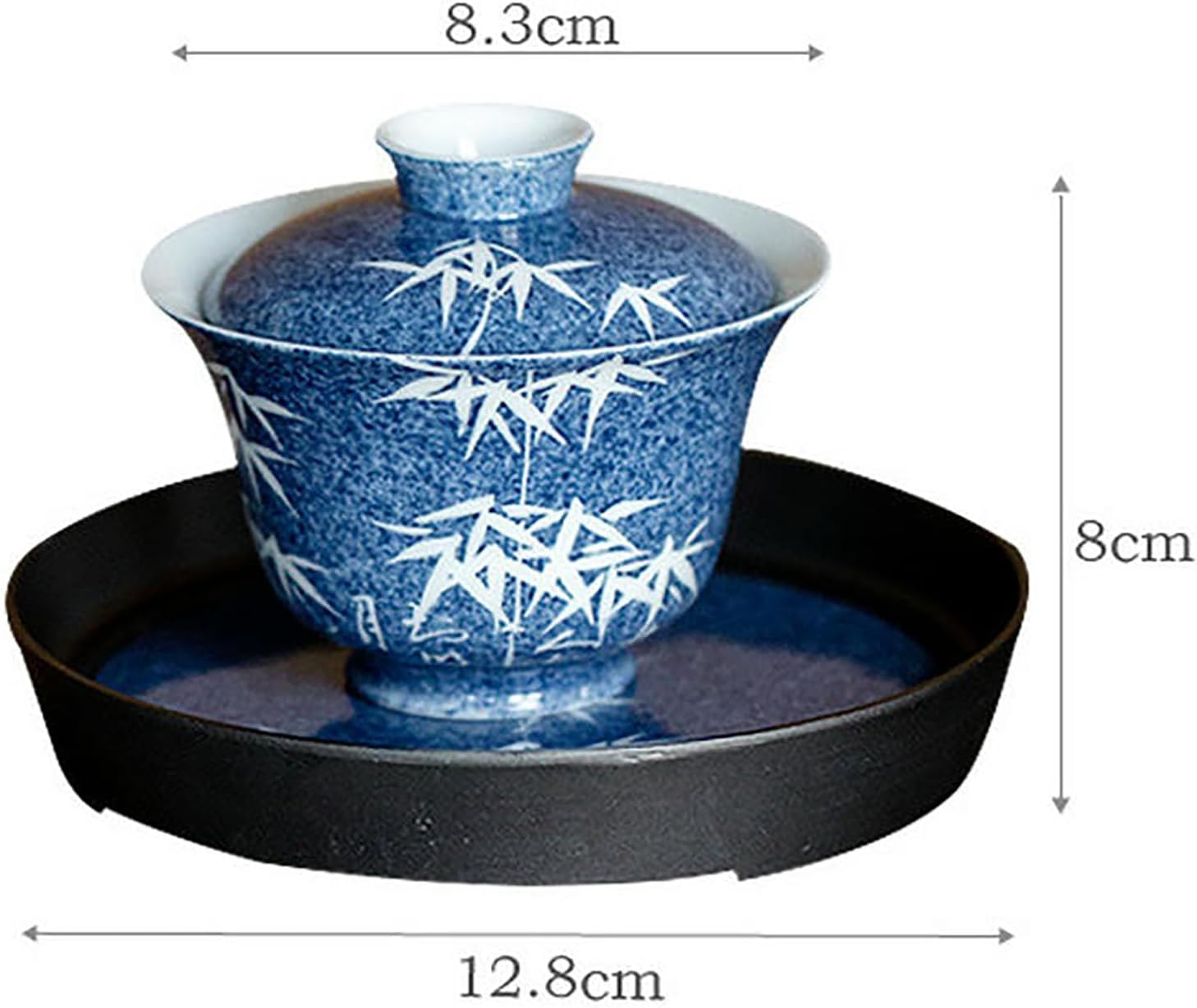 110Ml/3.5oz Chinese retro sprinkled blue hand-painted pattern three-covered bowl - pattern covered bowl