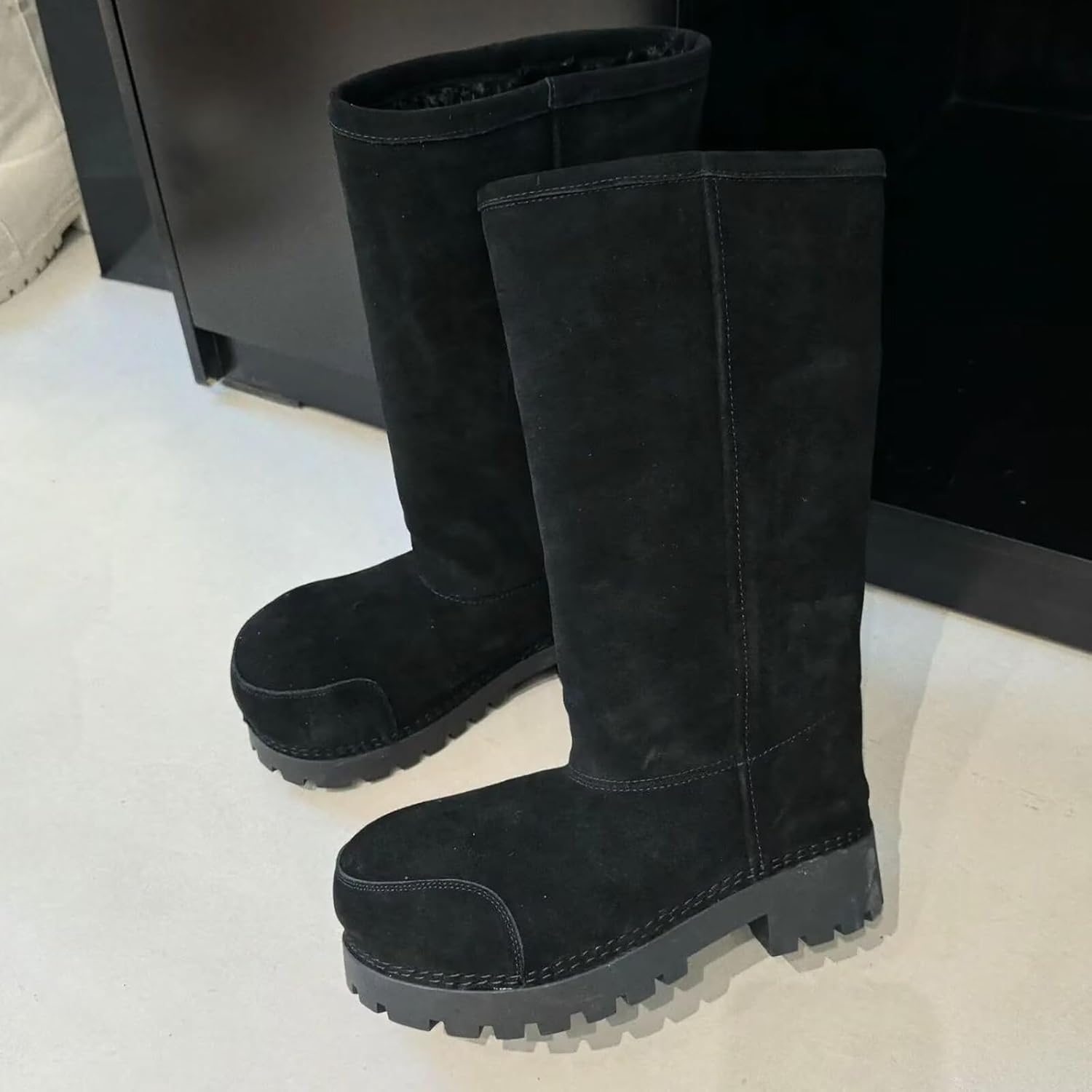 Agodor Snow Boots for Women,Suede Platform Winter Boots,Warm Faux Fur Slip On Round Toe Chunky Hippy Comfort Fashion High Boots - Image 2