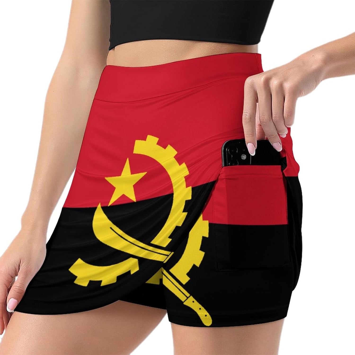 Angolan Flag Trouser Skirt,Women's Mini Mini Parcel Skirt Used for Running/Tennis/Golf/Yoga/Fitness Exercise 3XL
