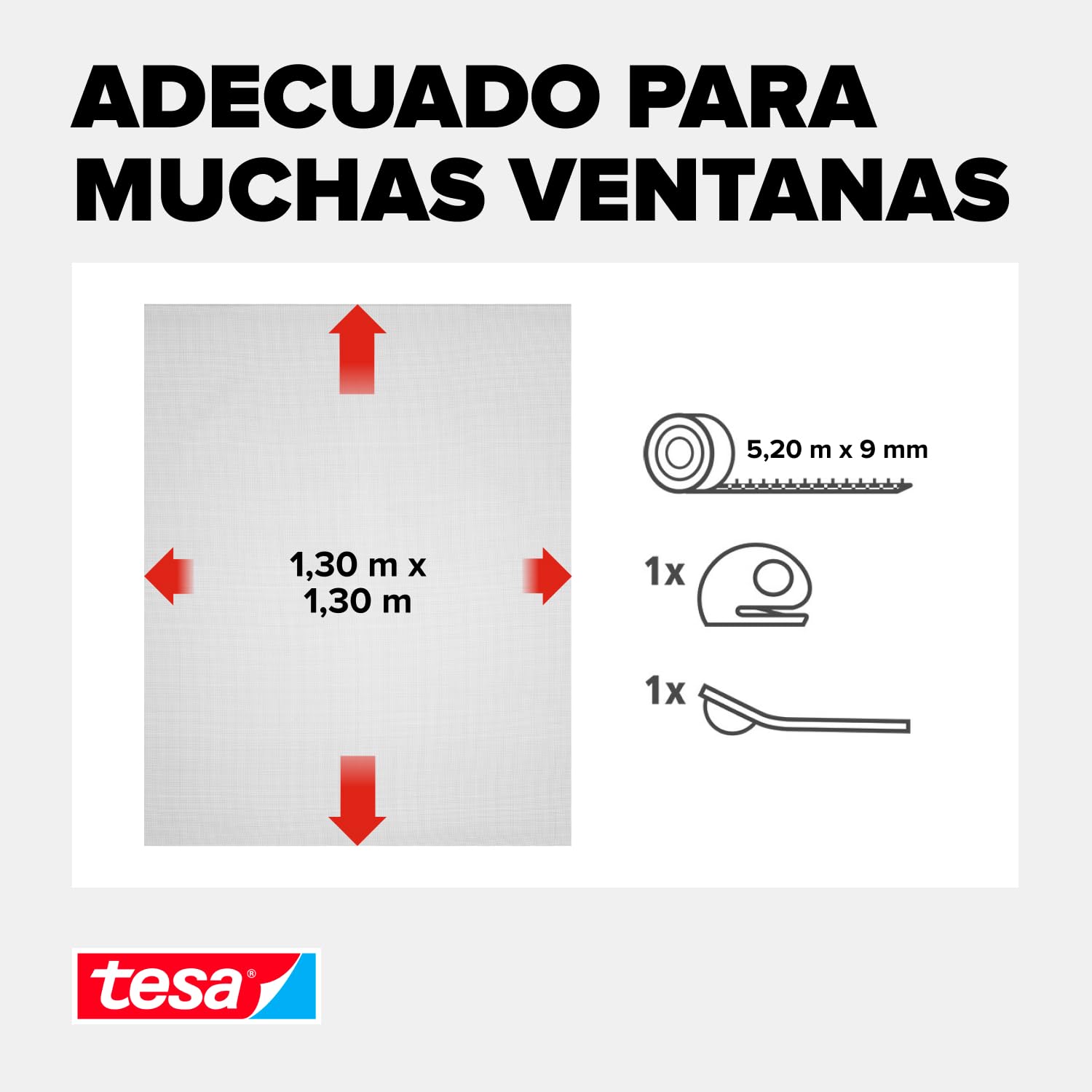 tesa INSECT STOP H&L Fly Screen Premium for Windows - mosquitera con cinta fuerte, removible sin residuos, corte a medida - 130 x 130 cm - antracita (transparente)